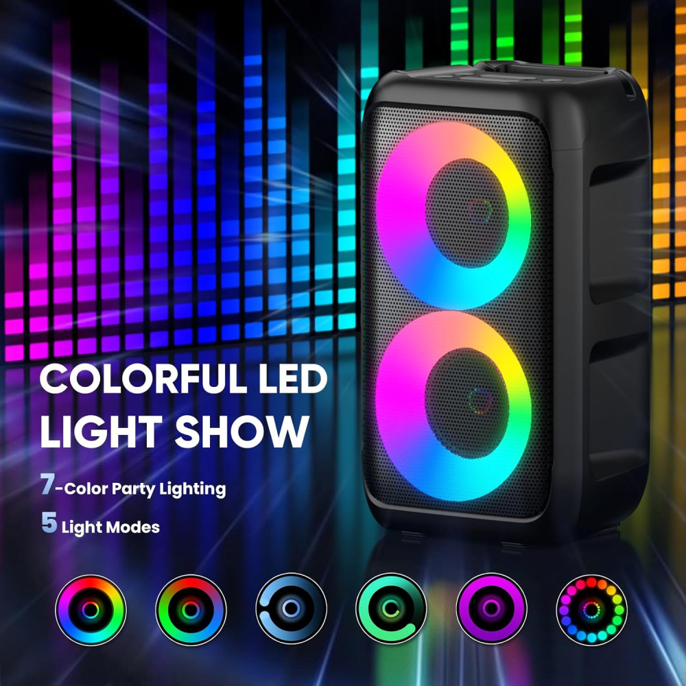 Караоке колонка Peski з 2 бездротовими мікрофонами Bluetooth LED 