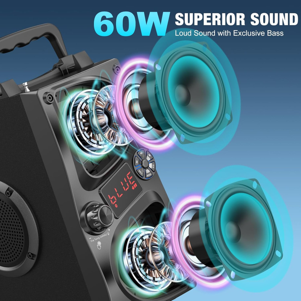 Караоке Bluetooth-колонка 60 Вт SUPNIU з подвійним сабвуфером 80 дБ