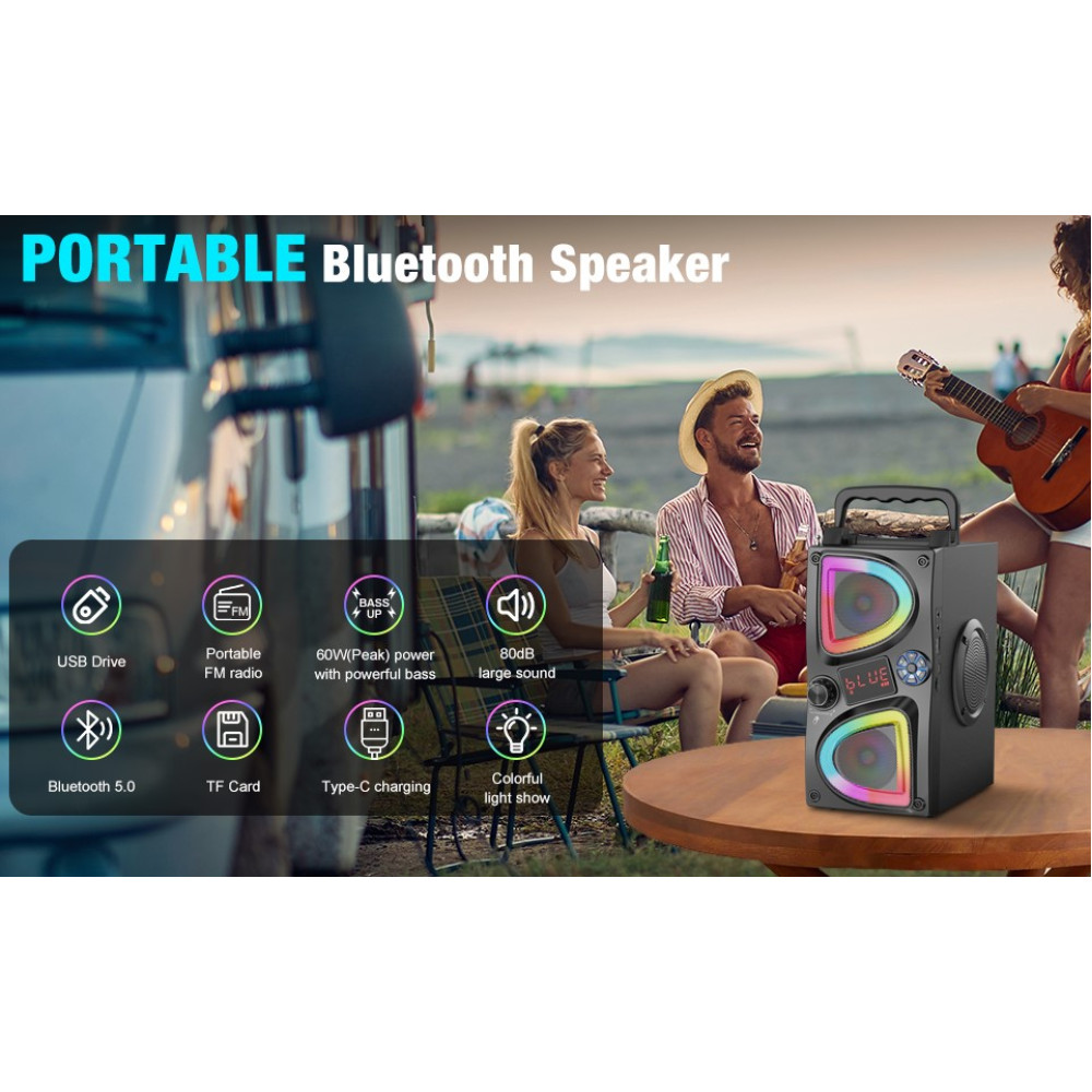 Караоке Bluetooth-колонка 60 Вт SUPNIU з подвійним сабвуфером 80 дБ