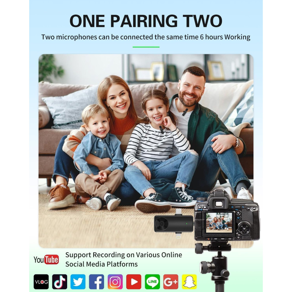 Бездротовий петличний мікрофон Tearstone 4в1 для iPhone Android камер 2 шт