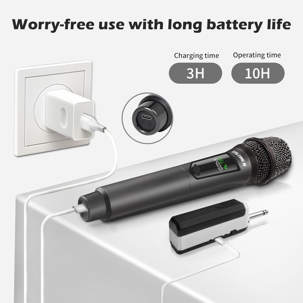 Беспроводные микрофоны 2шт Talomen 2,4GHz с ресивером USB зарядка до 50 м