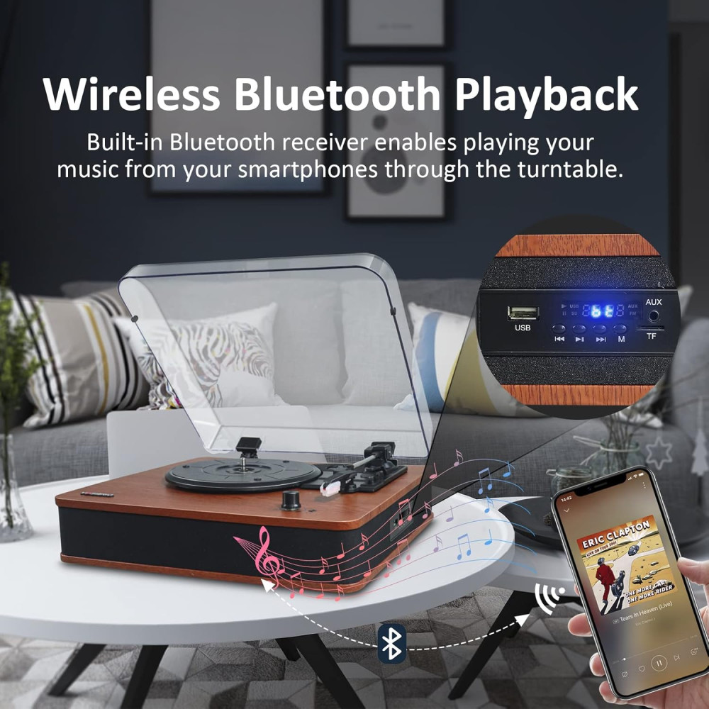 Виниловый проигрыватель Vosterio B 660 с Bluetooth и FM радио
