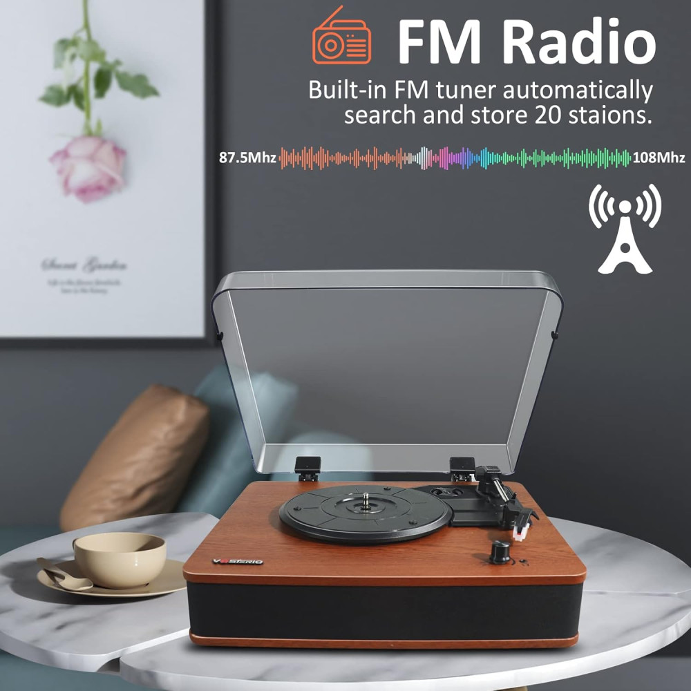 Виниловый проигрыватель Vosterio B 660 с Bluetooth и FM радио