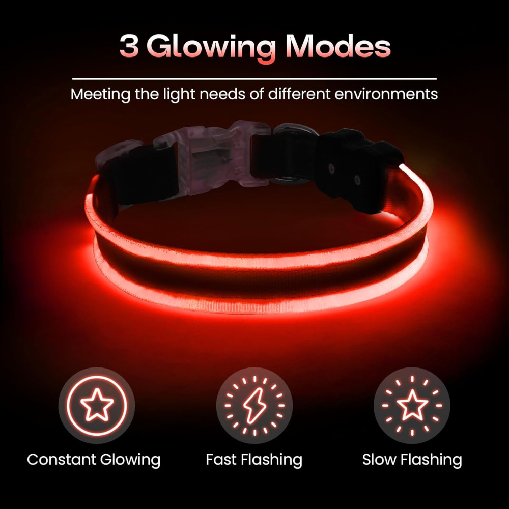 Светящийся ошейник для собак PcEoTllar LED Red (размер S)