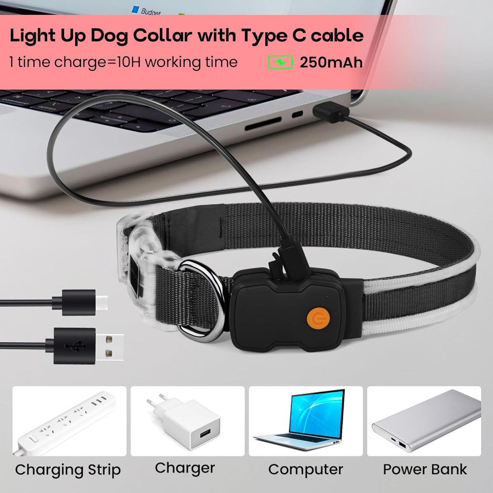 Светящийся ошейник для собак PcEoTllar LED Red (размер S)