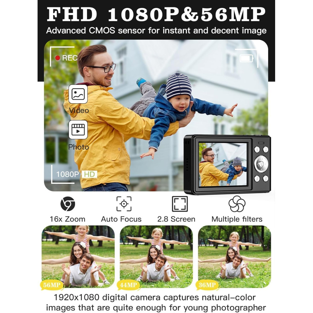 Цифровая камера 56 МП Full HD 1080p Fleafer (в комплекте карта памяти TF на 32 ГБ)
