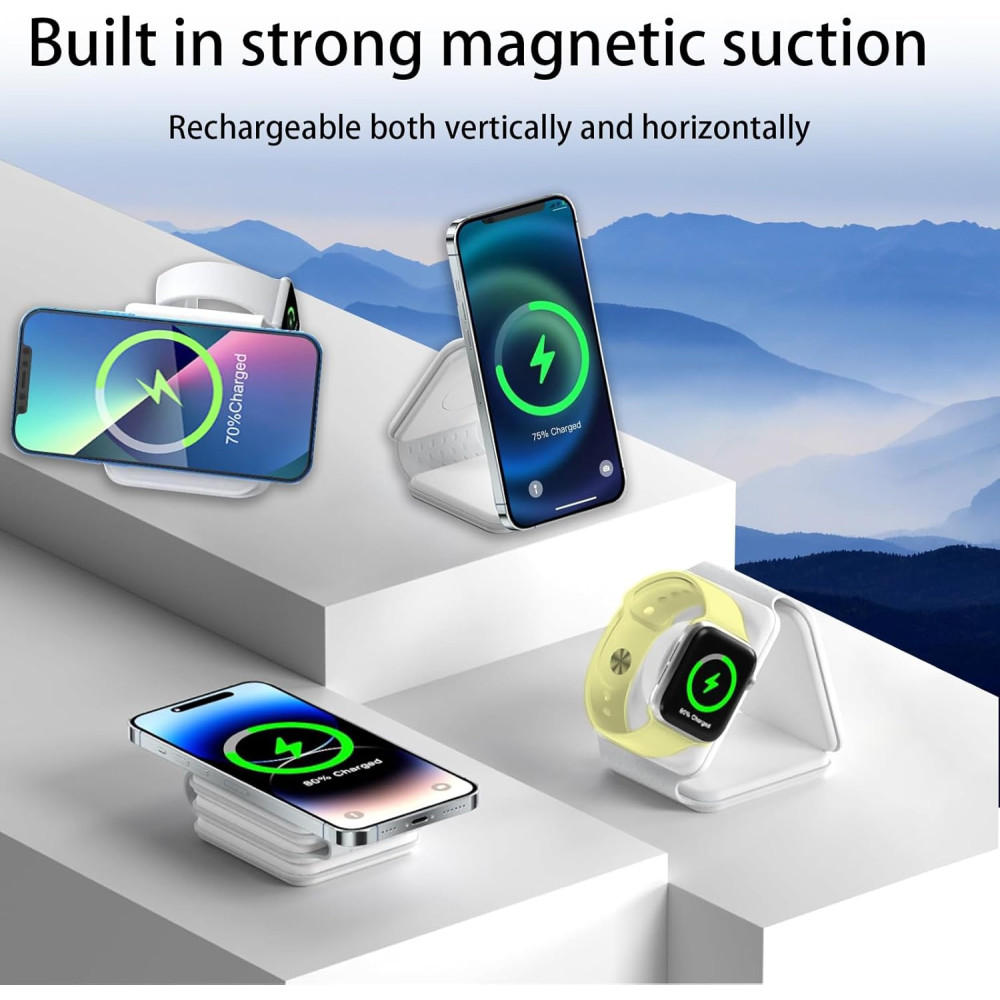 Магнитная беспроводная зарядная станция 3 в 1 для iPhone, Apple Watch и AirPods