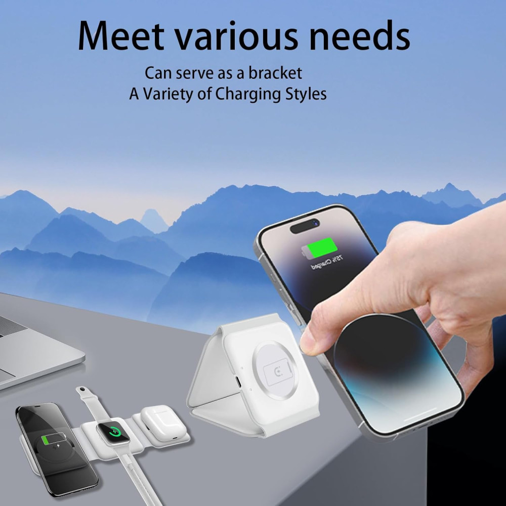 Магнитная беспроводная зарядная станция 3 в 1 для iPhone, Apple Watch и AirPods