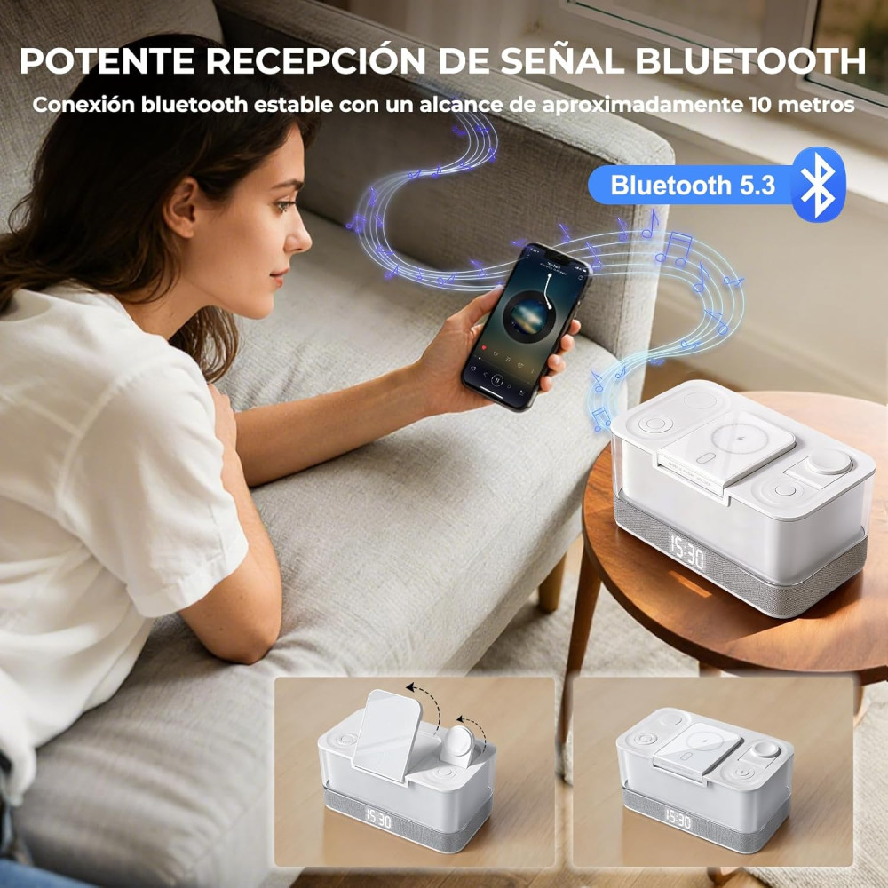 Многофункциональная беспроводная лампа Charmofun 4 в 1 с Bluetooth-колонкой, зарядной станцией и часами