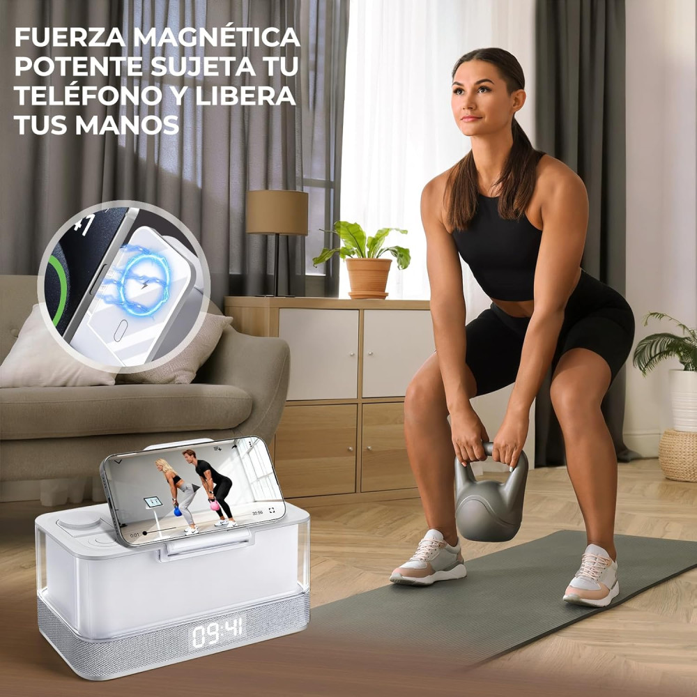 Многофункциональная беспроводная лампа Charmofun 4 в 1 с Bluetooth-колонкой, зарядной станцией и часами