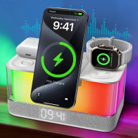 Многофункциональная беспроводная лампа Charmofun 4 в 1 с Bluetooth-колонкой, зарядной станцией и часами