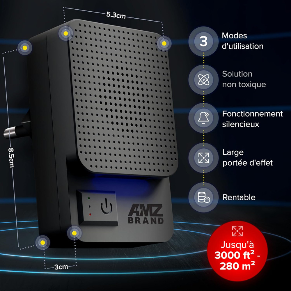 Ультразвуковой отпугиватель вредителей AMZ BRAND с 3 режимами работы (Комплект 2шт)