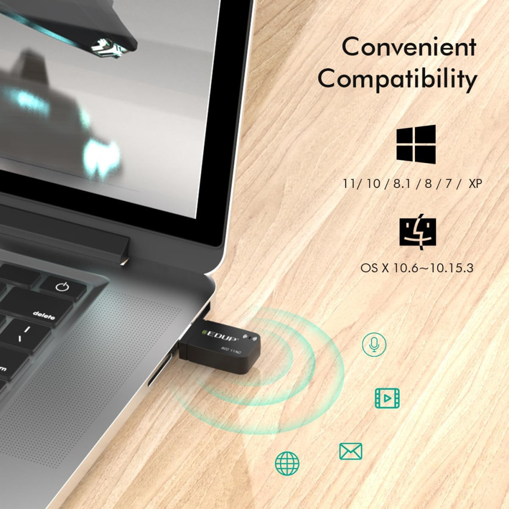 USB Wi-Fi адаптер EDUP 1300 Мбит/с, двухдиапазонный 2,4/5 ГГц, USB 3.0