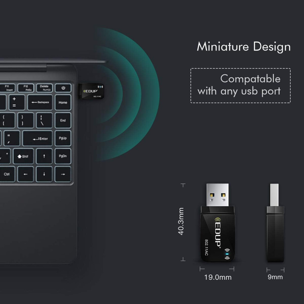 USB Wi-Fi адаптер EDUP 1300 Мбит/с, двухдиапазонный 2,4/5 ГГц, USB 3.0
