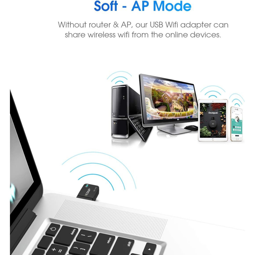 USB Wi-Fi адаптер EDUP 1300 Мбит/с, двухдиапазонный 2,4/5 ГГц, USB 3.0
