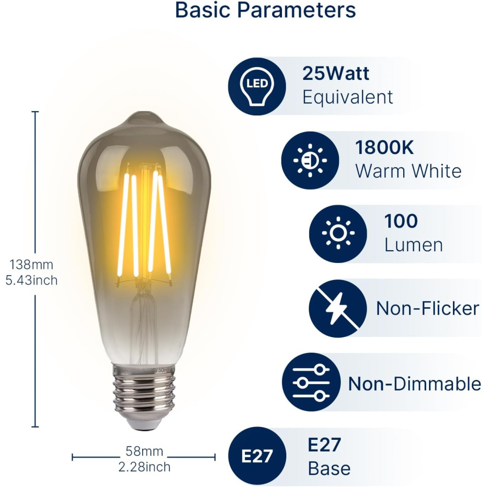 Светодиодные лампы FLSNT Edison E27 ST58 4 Вт, 1800K (Комплект 4шт)