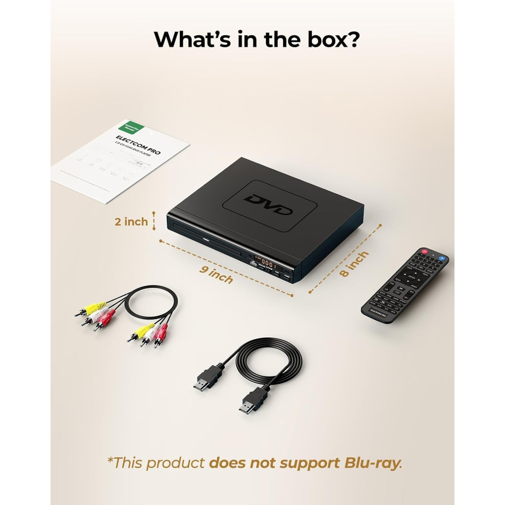 DVD-плеер ELECTCOM PRO для телевизора HDMI, USB и RCA