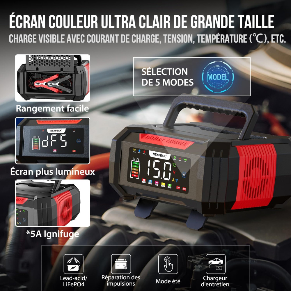 Интеллектуальное зарядное устройство NEXPEAK NC315 15 А для аккумуляторов 12 В / 24 В