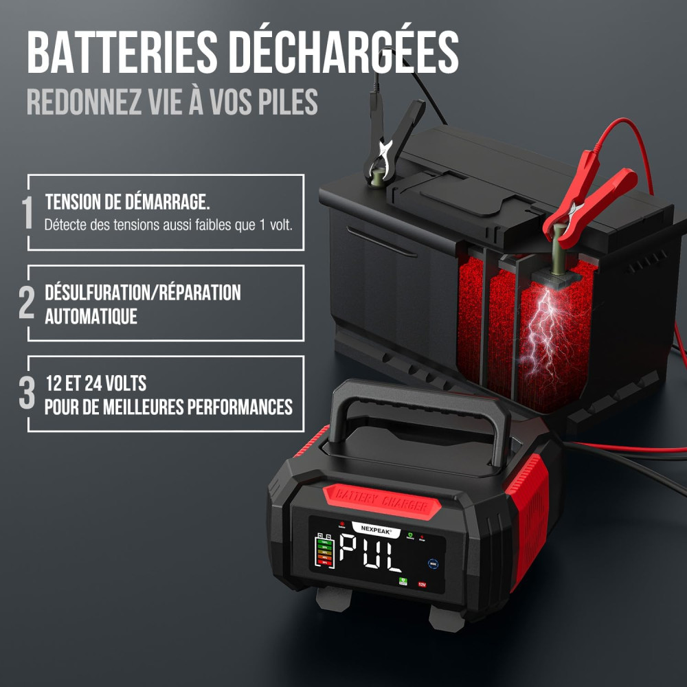 Интеллектуальное зарядное устройство NEXPEAK NC315 15 А для аккумуляторов 12 В / 24 В