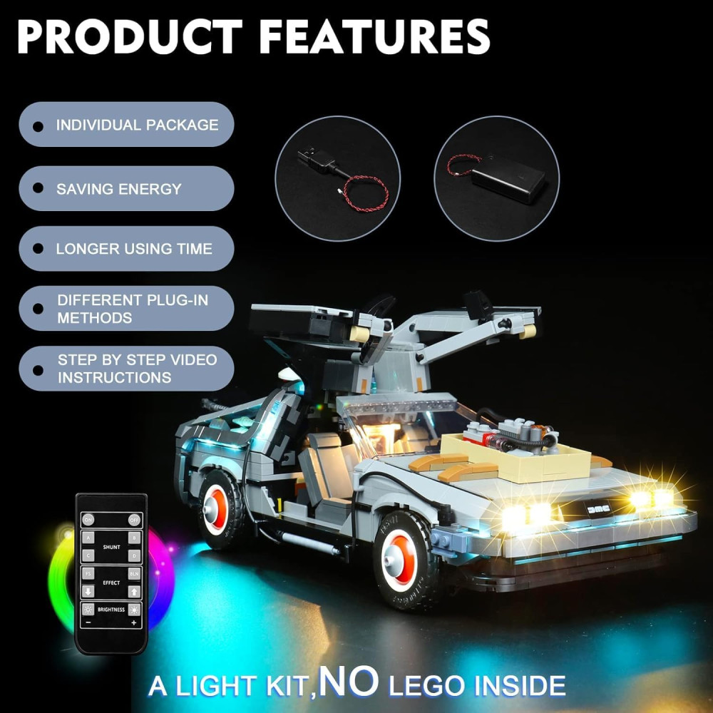 Комплект LED-подсветки BrickBling для LEGO 10300 Back to the Future Time Machine с пультом управления