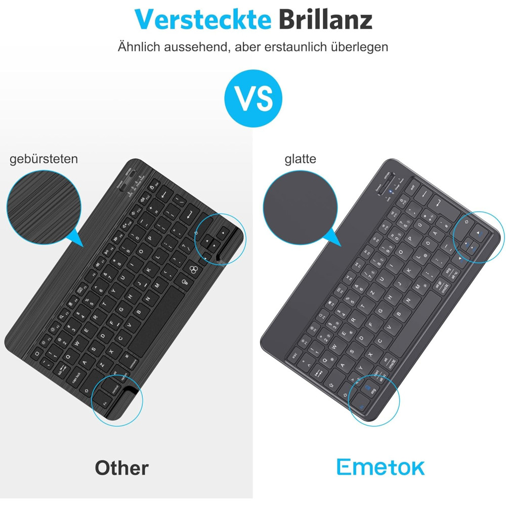 Беспроводная Bluetooth-клавиатура Emetok EM003 QWERTZ для iPad и iPhone