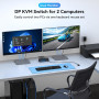 KVM-переключатель VPFET DisplayPort для 2 компьютеров и 2 мониторов