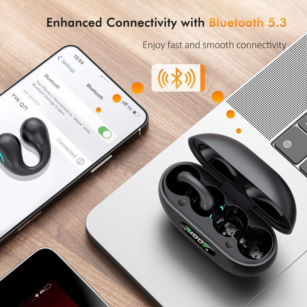 Наушники открытого типа BUABMEQ Open Ear Bluetooth 5.3 с зарядным кейсом