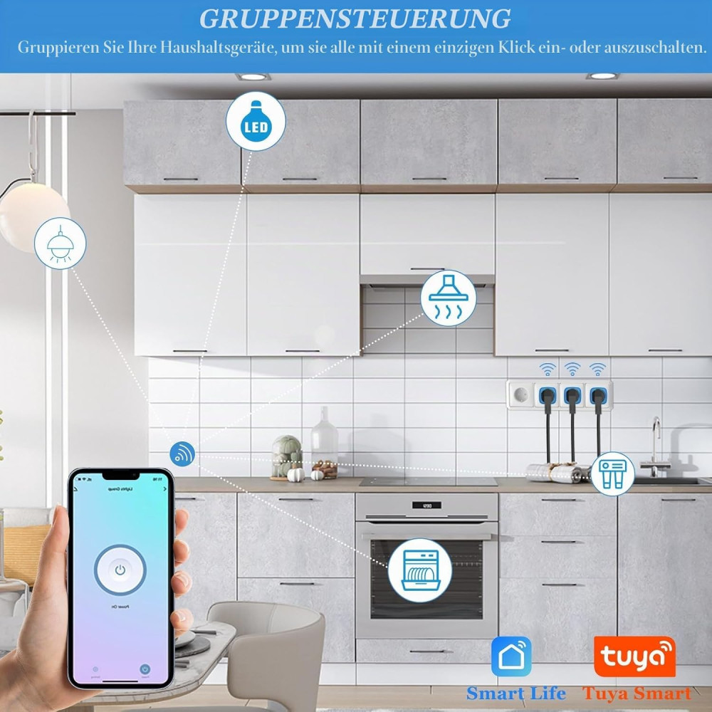 Умная Wi-Fi розетка SURFOU с мониторингом энергопотребления 16 А