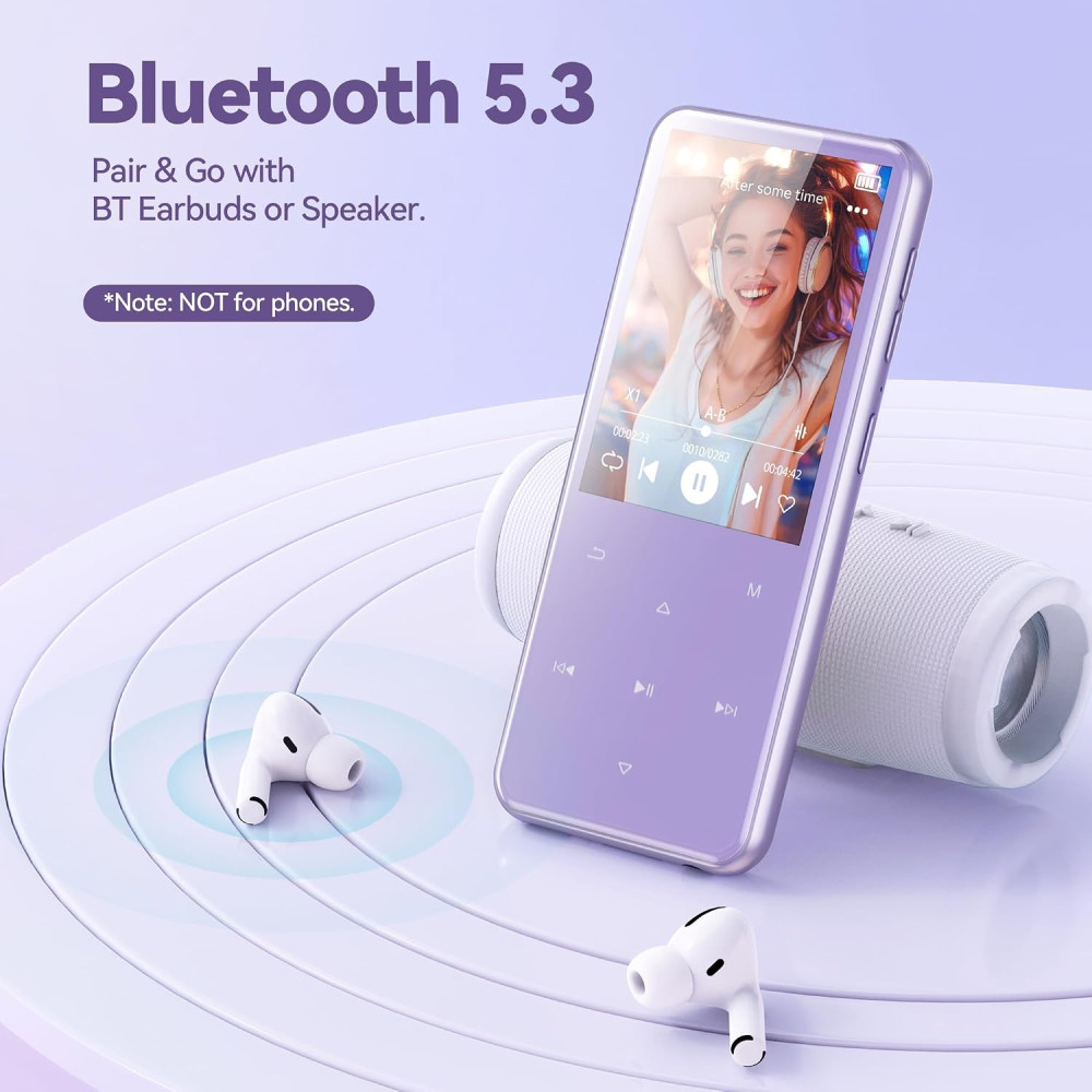 MP3-плеер AGPTEK M3 с Bluetooth 5.3, 64 ГБ и встроенным динамиком