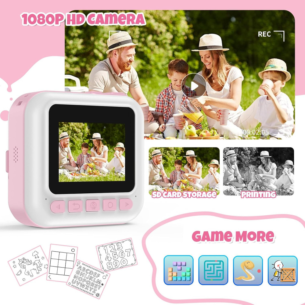 Детская камера мгновенной печати BOFIDAR 1080P с картой памяти 32 ГБ