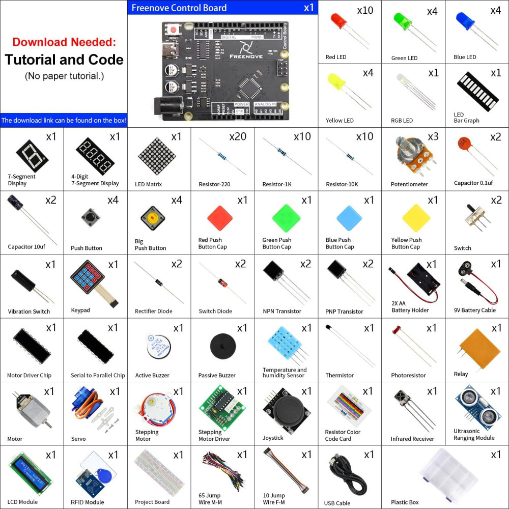 Учебный набор Freenove RFID Starter Kit V2.0 с платой V4 для Arduino IDE (198 компонентов)