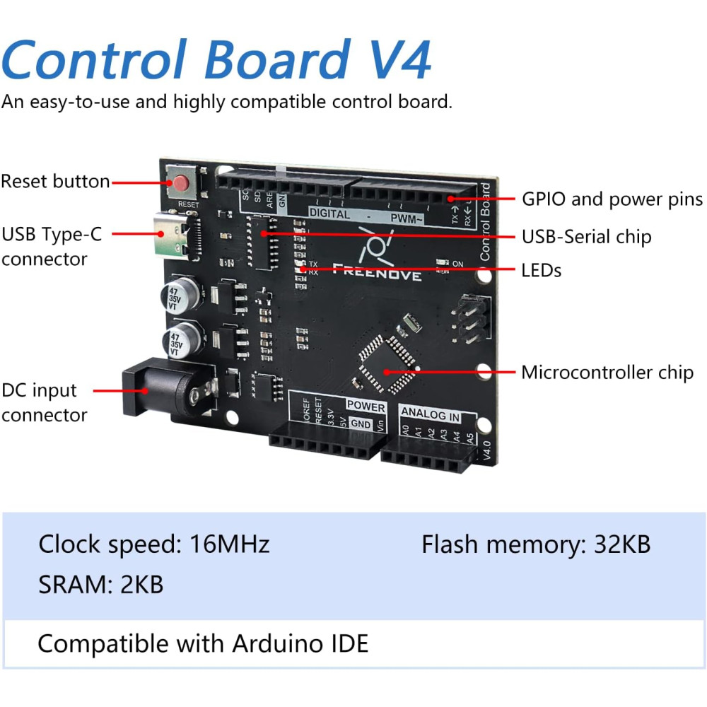 Учебный набор Freenove RFID Starter Kit V2.0 с платой V4 для Arduino IDE (198 компонентов)