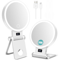 Двустороннее косметическое зеркало B Beauty Planet с LED-подсветкой, увеличением 1X/30X и аккумулятором 2000 мАч