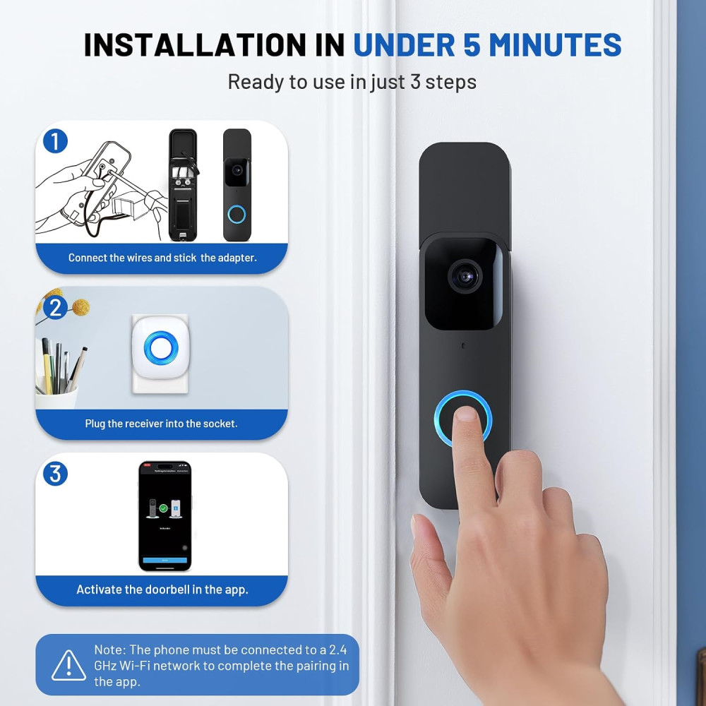 Беспроводной удлинитель дверного звонка PHYSEN WET03A для Blink Video Doorbell с 2 приемниками