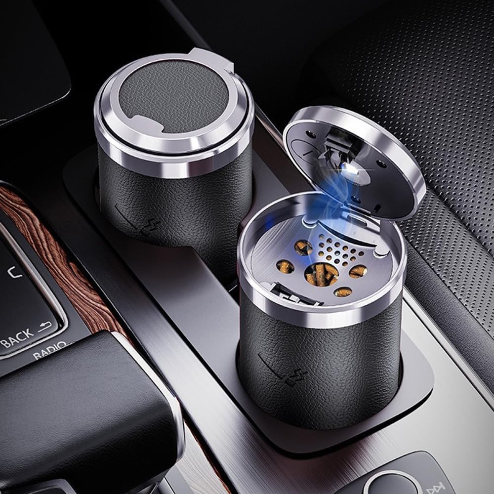 Автомобильная пепельница Geoyien с крышкой и автоматической LED-подсветкой