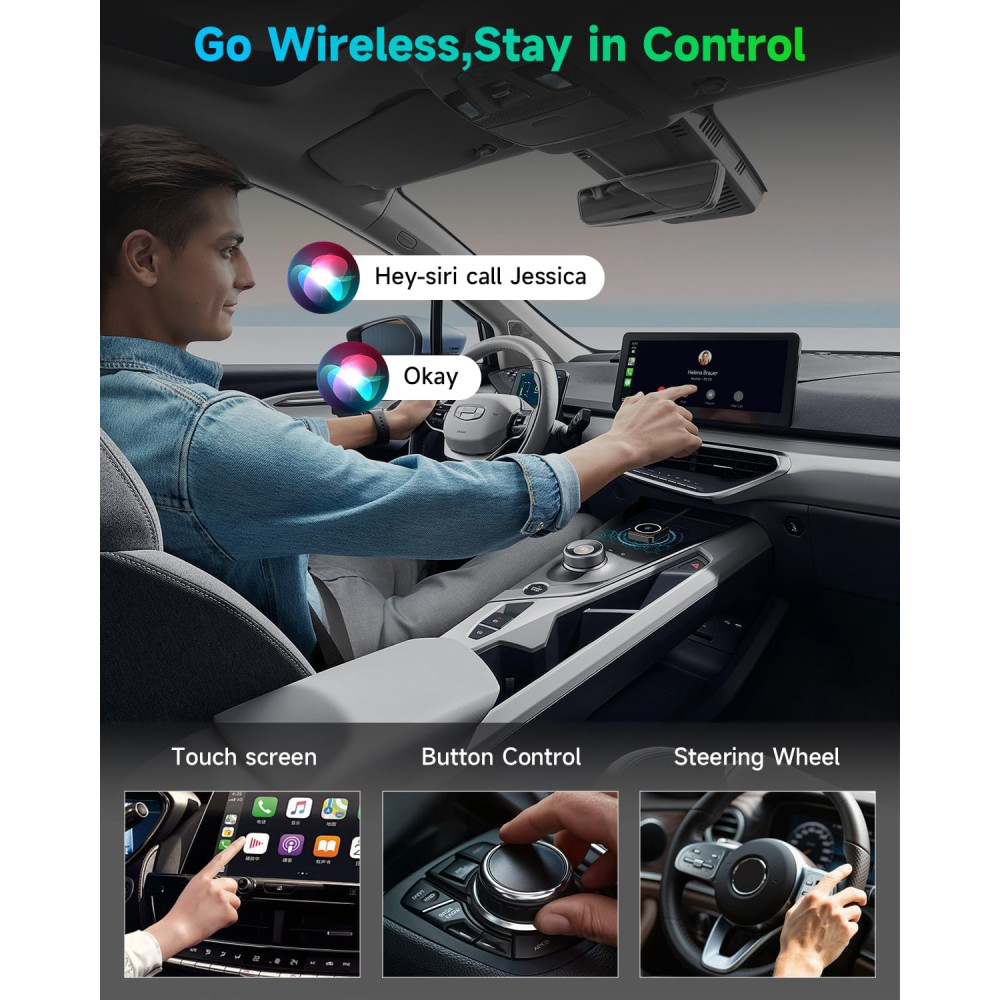 Беспроводной адаптер ecomoment 2-в-1 для Apple CarPlay и Android Auto с USB-A/USB-C