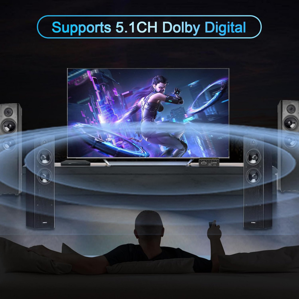 HDMI 2.0 аудиоэкстрактор EZCOO EX11PRO 4K 60 Гц с SPDIF, 3,5 мм и EDID