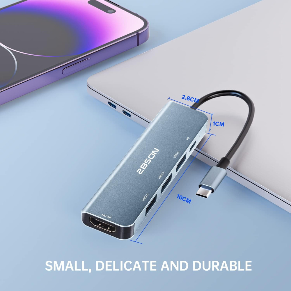 USB-C хаб 2BSON 5-в-1 с HDMI 4K, Power Delivery 100 Вт и USB-портами