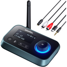 Приемник-передатчик 3 в 1 SOOMFON Bluetooth 5.0 для телевизора на 2 наушника с ЖК-дисплеем