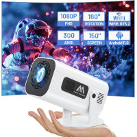 Мини-проектор AUBOR MENTECH 1080P с Android TV 11.0, 150-дюймовый, поддержка 2.4G/5G Wi-Fi