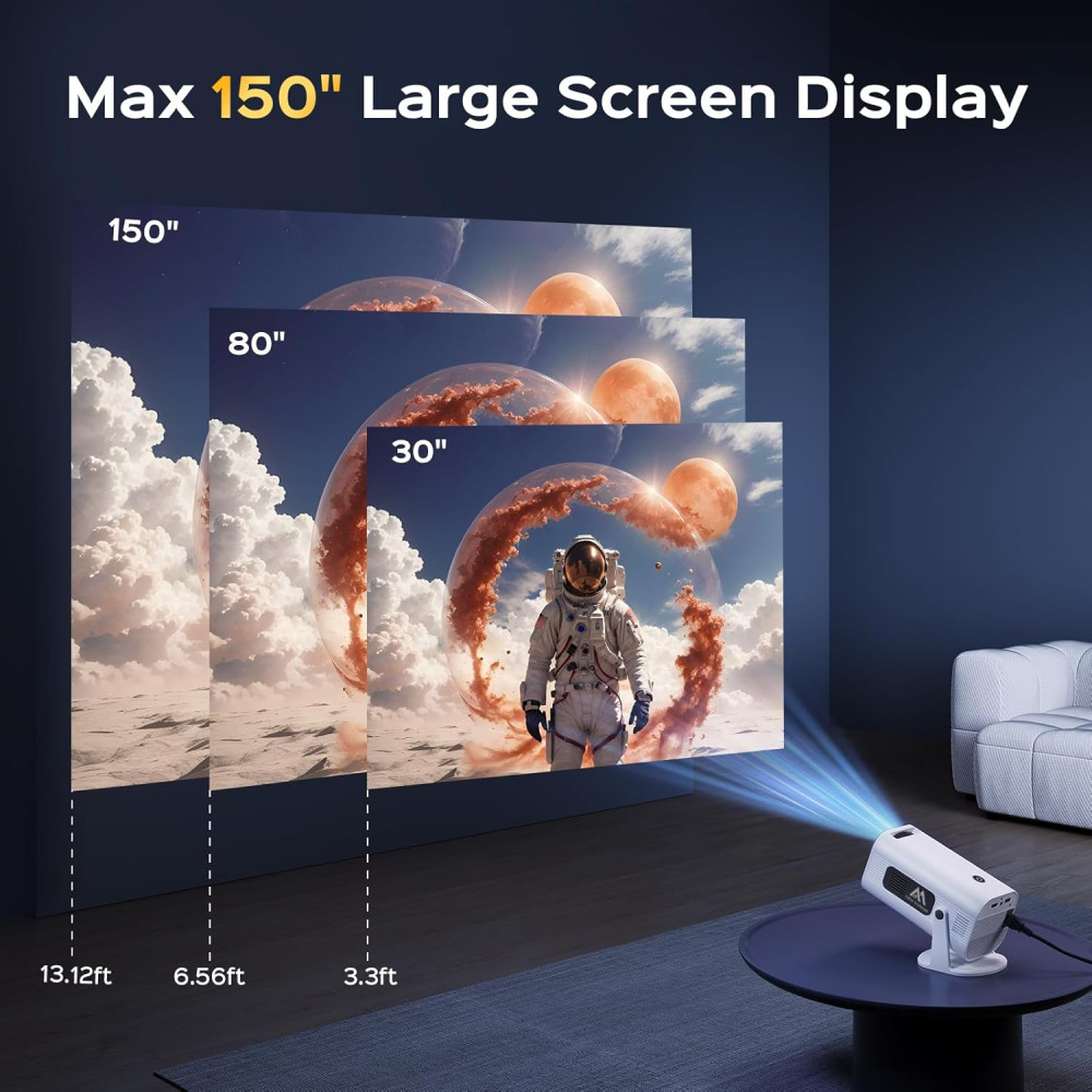 Мини-проектор AUBOR MENTECH 1080P с Android TV 11.0, 150-дюймовый, поддержка 2.4G/5G Wi-Fi