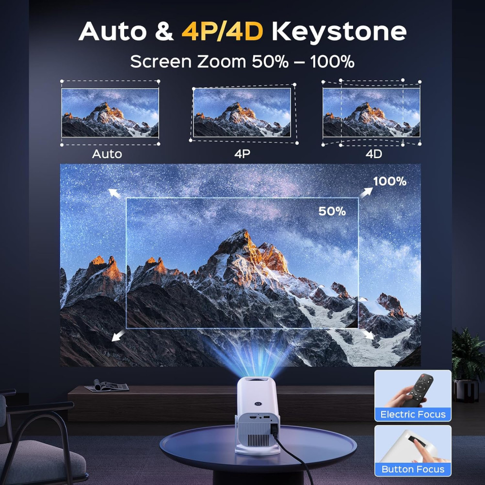 Мини-проектор AUBOR MENTECH 1080P с Android TV 11.0, 150-дюймовый, поддержка 2.4G/5G Wi-Fi