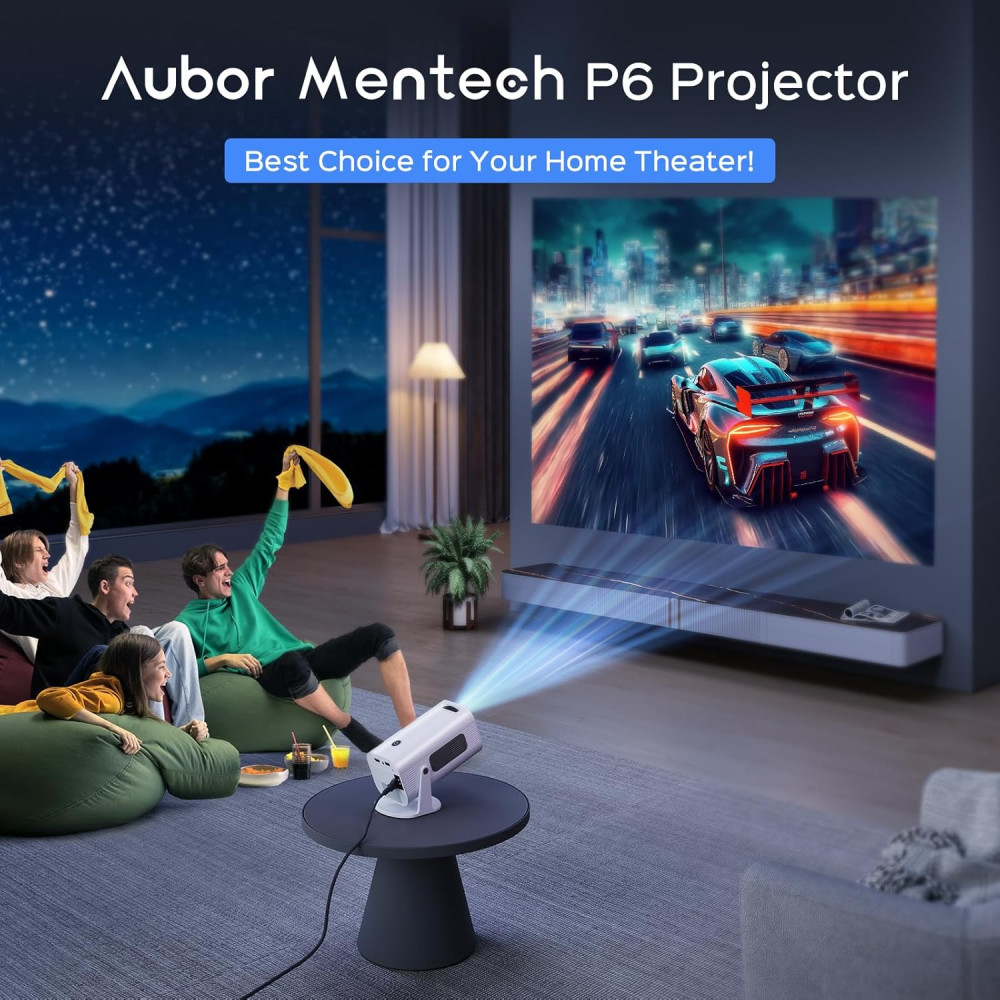 Мини-проектор AUBOR MENTECH 1080P с Android TV 11.0, 150-дюймовый, поддержка 2.4G/5G Wi-Fi