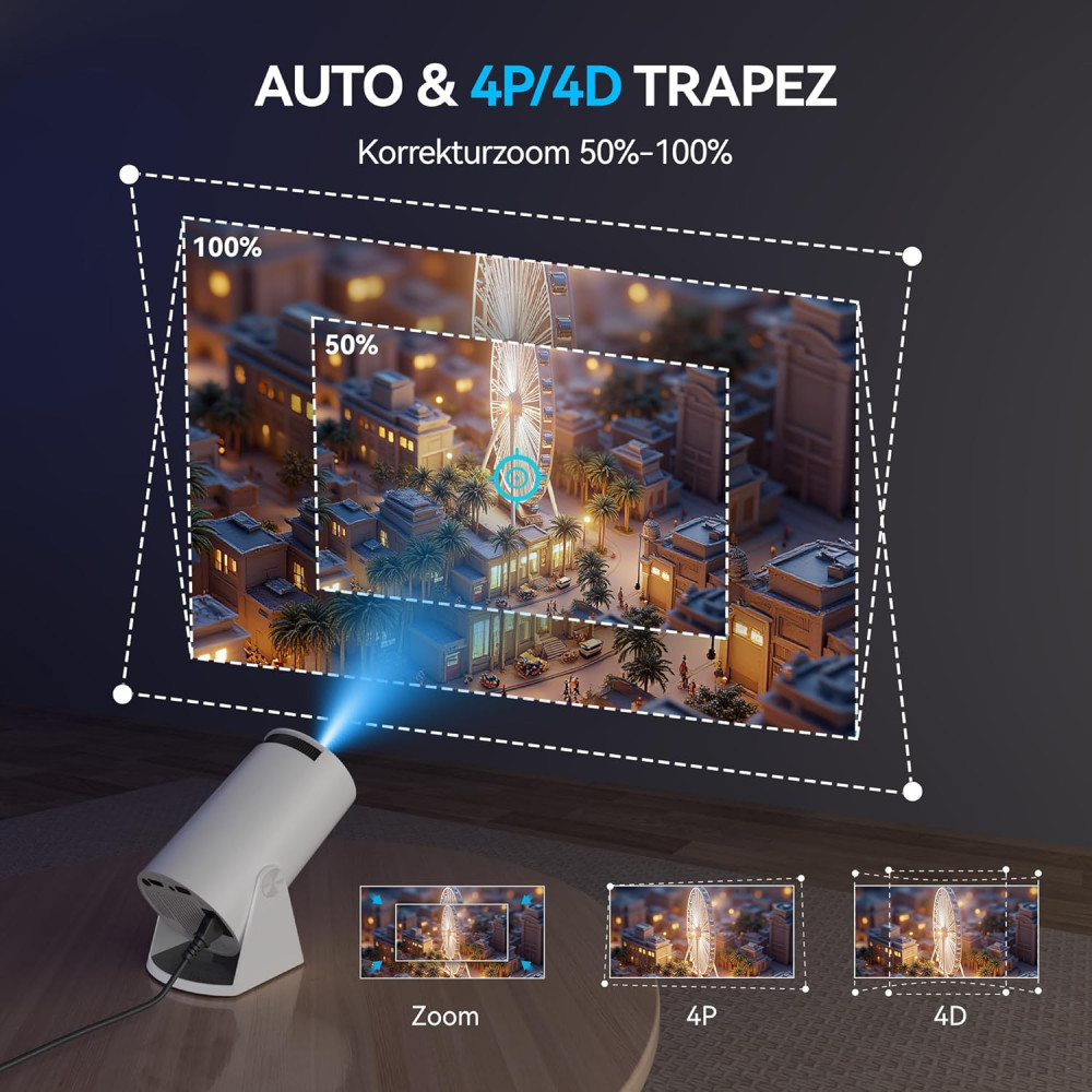 Мини проектор Aubor Mentech ‎HY300, Android 11, поддержка 4K и 1080P, WiFi6 и Bluetooth 5.0