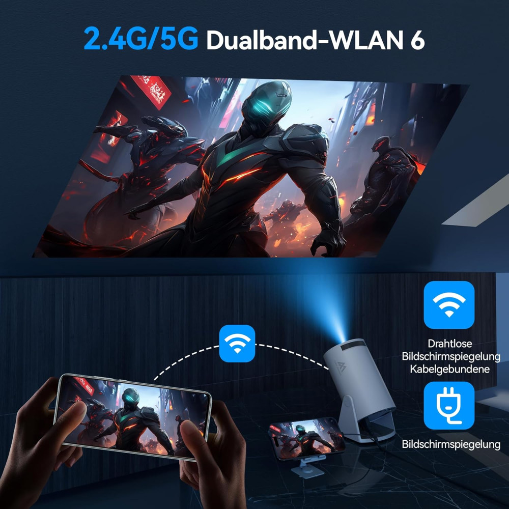 Мини проектор Aubor Mentech ‎HY300, Android 11, поддержка 4K и 1080P, WiFi6 и Bluetooth 5.0