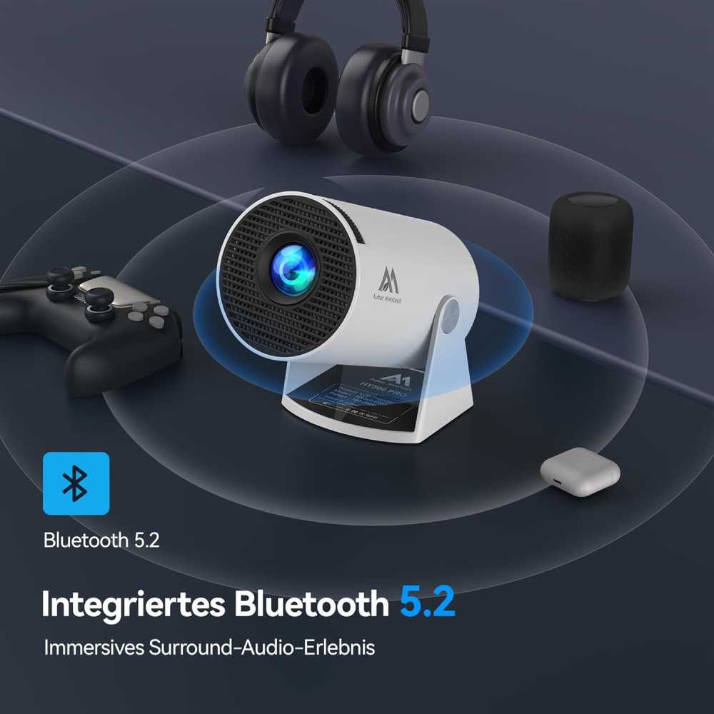 Мини проектор Aubor Mentech ‎HY300, Android 11, поддержка 4K и 1080P, WiFi6 и Bluetooth 5.0