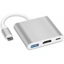 Мультипортовий адаптер USB C – HDMI, концентратор 3-в-1 Type-C із виходом Thunderbolt 3 – HDMI 4K/порт 