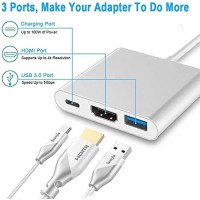 Многопортовый адаптер USB C - HDMI, концентратор Type-C 3 в 1 с выходом Thunderbolt 3 - HDMI 4K/