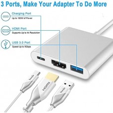 Мультипортовий адаптер USB C – HDMI, концентратор 3-в-1 Type-C із виходом Thunderbolt 3 – HDMI 4K/порт 