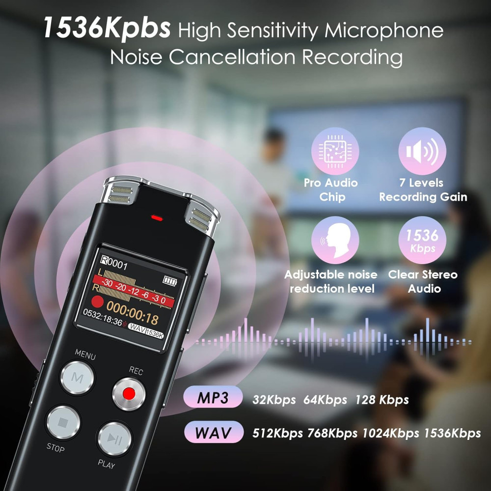 Цифровой мини диктофон EVISTR L157 USB, MP3 с кристально чистым звуком